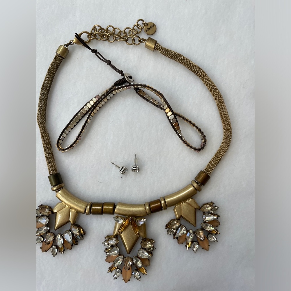 Stella And Dot Jewelry BUNDLE Statement Necklace Bracelet And Earrings